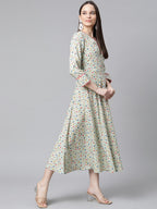Jompers Women Green Floral printed A-Line kurta