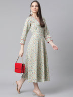 Jompers Women Green Floral printed A-Line kurta