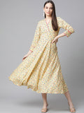 Jompers Women Yellow Floral printed A-Line kurta