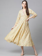 Jompers Women Yellow Floral printed A-Line kurta