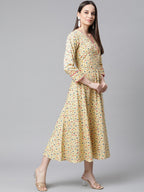 Jompers Women Yellow Floral printed A-Line kurta