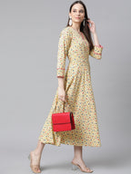 Jompers Women Yellow Floral printed A-Line kurta