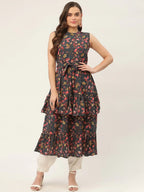 Jompers Women's Grey Flared Printed kurta - Distacart