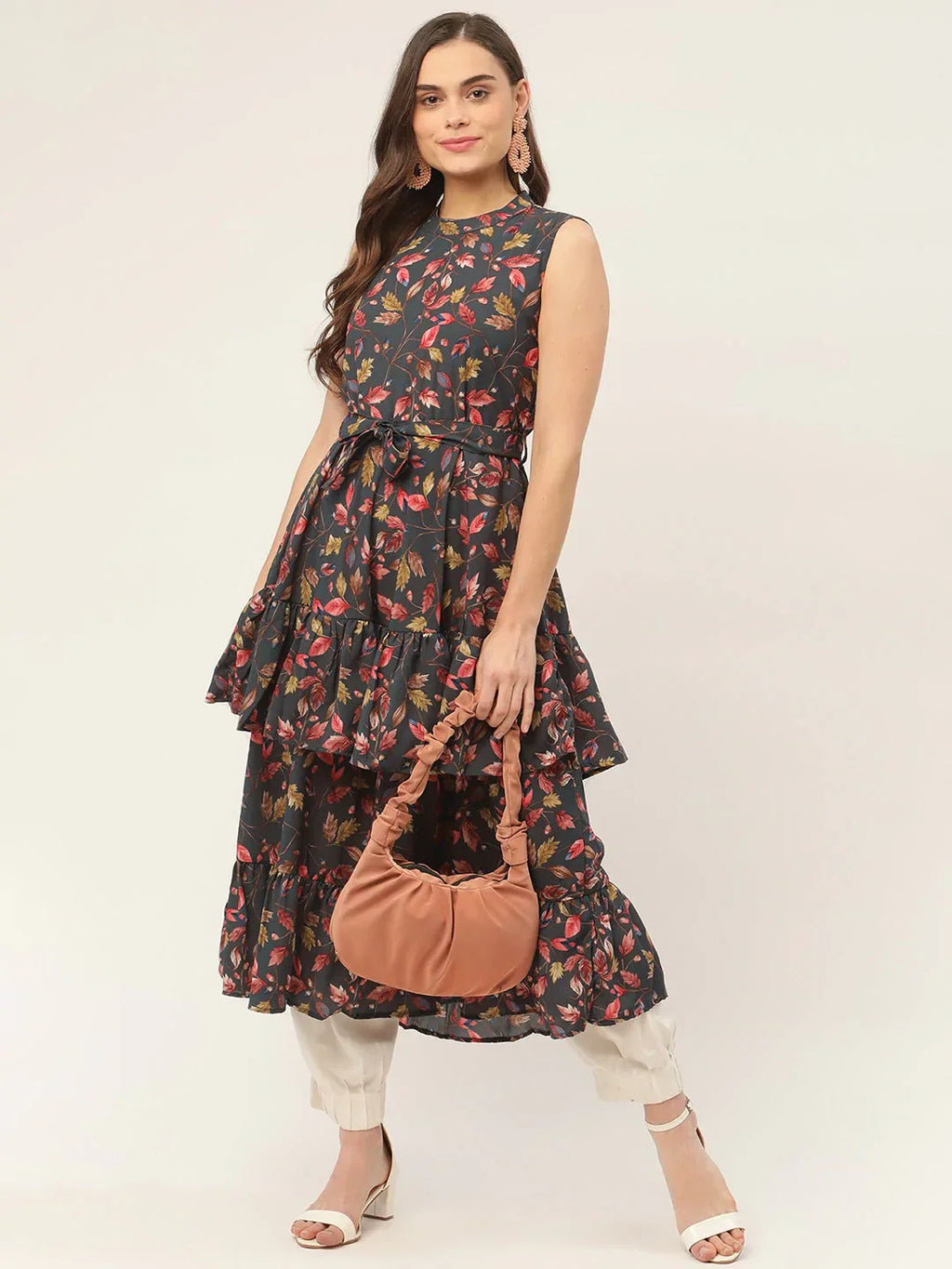 Jompers Women's Grey Flared Printed kurta - Distacart