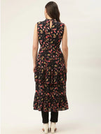 Jompers Women's Navy Blue Flared Printed kurta - Distacart
