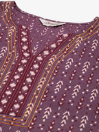 Jompers Women's Purple Pure Cotton Ikat Printed Kurta - Distacart