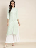 Jompers Women's Ethnic Motifs Printed Lurex Kurta - Green