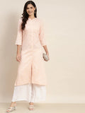 Jompers Women's Ethnic Motifs Printed Lurex Kurta - Orange - Distacart