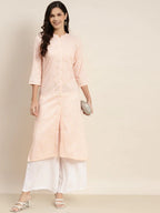 Jompers Women's Ethnic Motifs Printed Lurex Kurta - Orange - Distacart