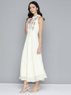 Jompers Women's Embroidered A-Line Midi Dress - Ivory - Distacart