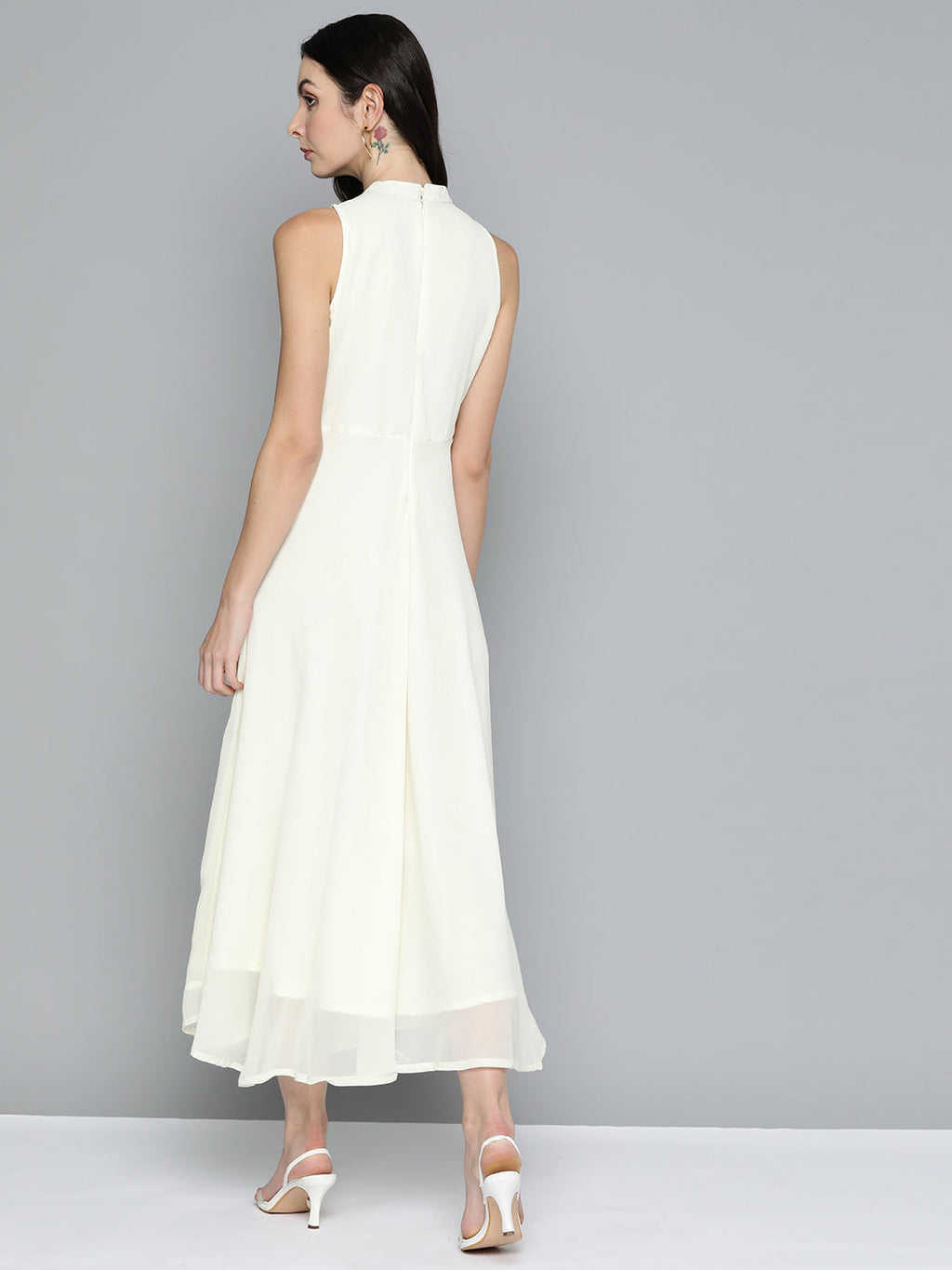 Jompers Women's Embroidered A-Line Midi Dress - Ivory - Distacart