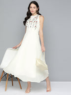 Jompers Women's Embroidered A-Line Midi Dress - Ivory - Distacart