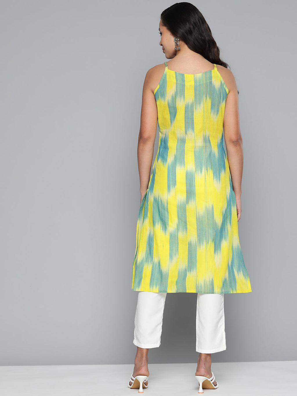 Jompers Women's Pure Cotton Yellow Ikkat Kurta - Distacart