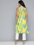 Jompers Women's Pure Cotton Yellow Ikkat Kurta - Distacart