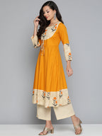Jompers Women's Floral Printed Mustard Floral Kurta - Distacart
