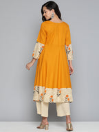 Jompers Women's Floral Printed Mustard Floral Kurta - Distacart