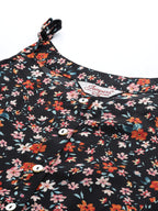 Jompers Women's Floral Printed Floral Georgette Kurta - Black - Distacart