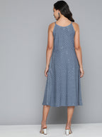 Jompers Women's Grey Floral Sequin Embroidered A-Line Midi Dress - Grey - Distacart