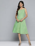 Jompers Women's Green Floral Sequin Embroidered A-Line Midi Dress - Distacart