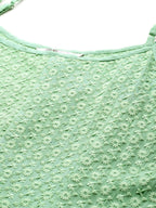 Jompers Women's Green Floral Sequin Embroidered A-Line Midi Dress - Distacart