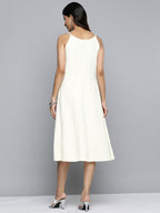 Jompers Women's White Floral Sequin Embroidered A-Line Midi Dress - Distacart
