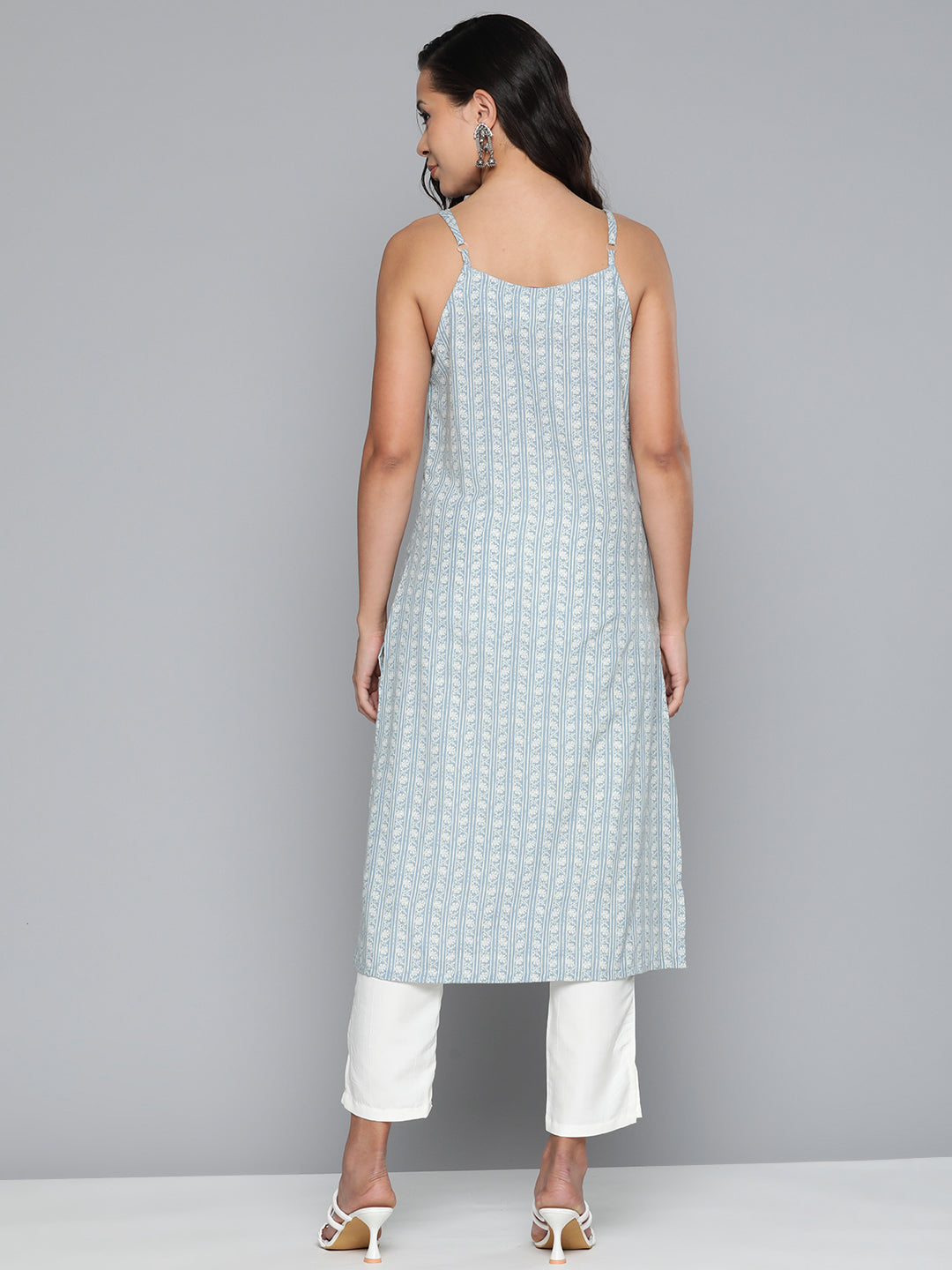 Jompers Women's Floral Printed Blue Kurta - Blue - Distacart
