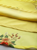 Jompers Women's Floral Print Georgette A-Line Midi Dress - Yellow - Distacart