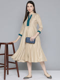 Jompers Women's Sequin work, flared ethnic dress - Beige - Distacart