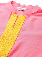 Jompers Women's Sequin work, flared ethnic dress - PInk - Distacart