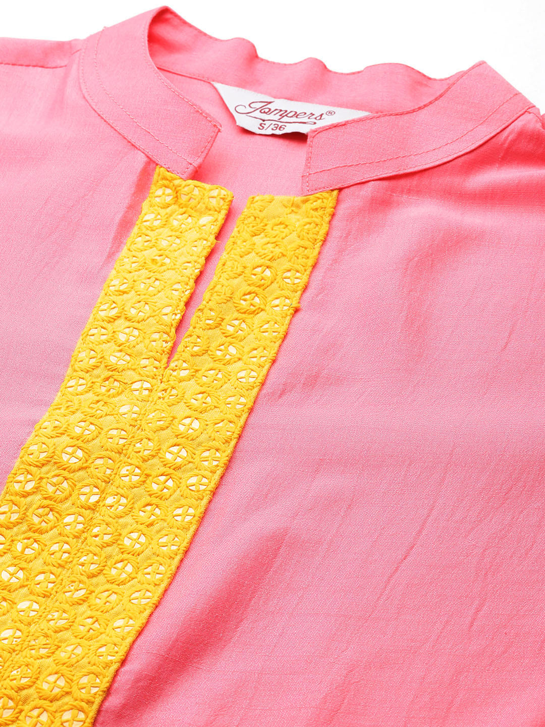 Jompers Women's Sequin work, flared ethnic dress - PInk - Distacart