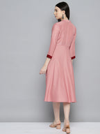 Jompers Women's Sequin work, flared ethnic dress - Peach - Distacart