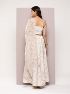 Jompers Women's Crystal Beads Work Printed Lehenga choli with dupatta - Beige
