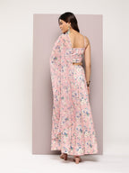 Jompers Women's Crystal Beads Work Printed Lehenga choli with dupatta - Peach