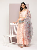 Jompers Women's Mirror Work Lehenga Choli With printed Organza dupatta - Peach