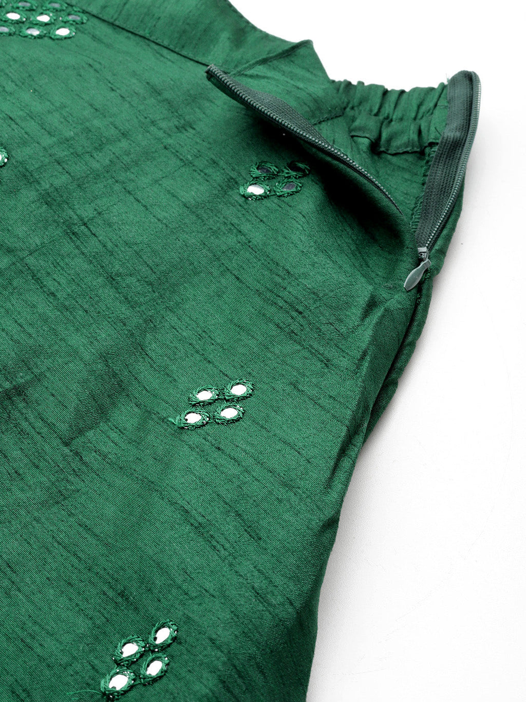 Jompers Women's Mirror Work Lehenga Choli With printed Organza dupatta - Green