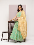 Jompers Women's Cutdana emblished Jacqard Lehenga Choli with dupatta - Green
