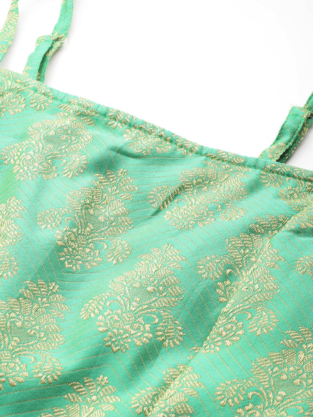 Jompers Women's Cutdana emblished Jacqard Lehenga Choli with dupatta - Green