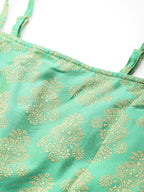 Jompers Women's Cutdana emblished Jacqard Lehenga Choli with dupatta - Green