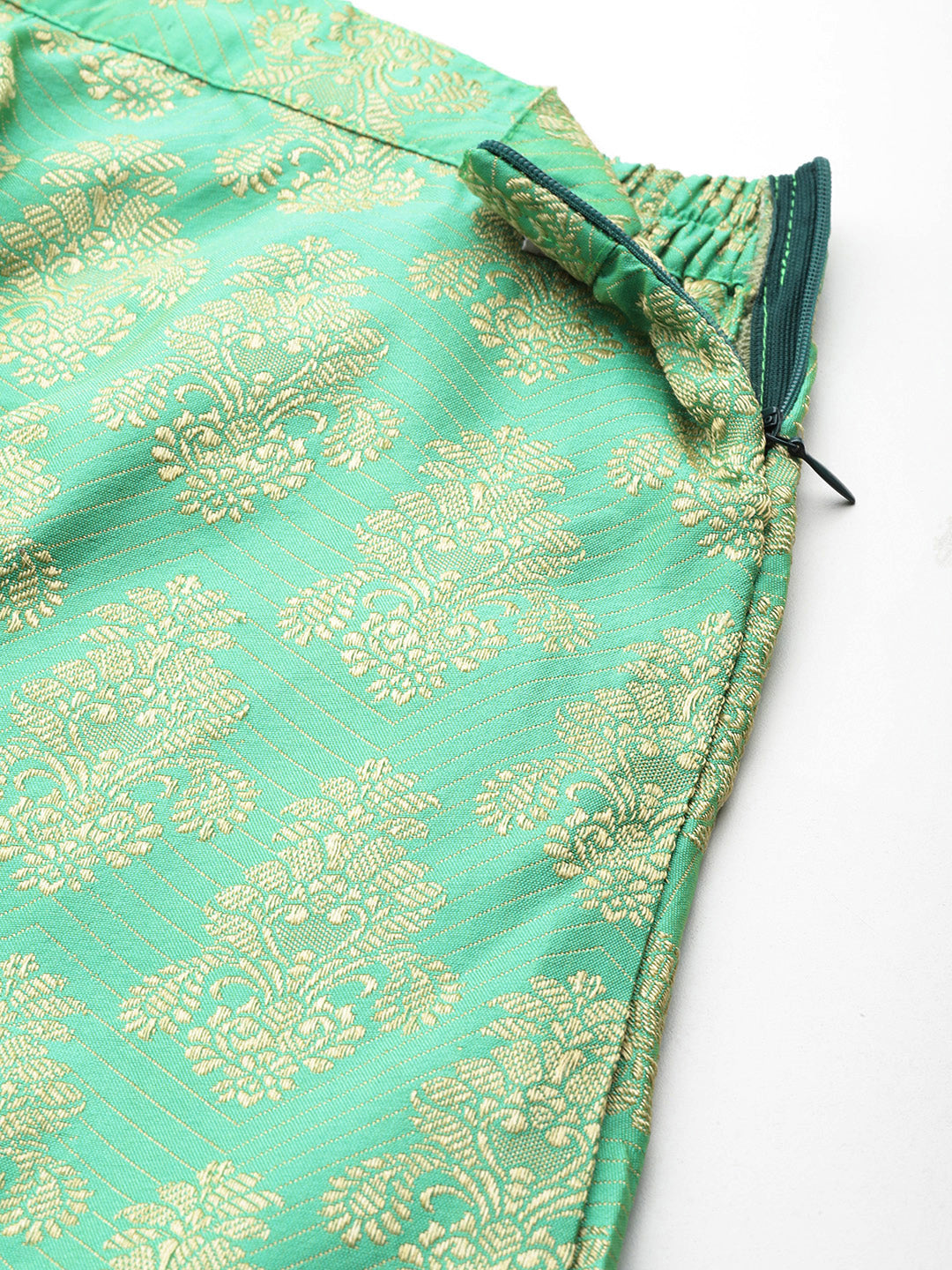 Jompers Women's Cutdana emblished Jacqard Lehenga Choli with dupatta - Green