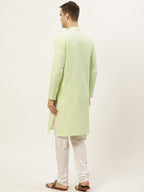 Jompers Men's Green Embroidered Kurta Payjama Sets