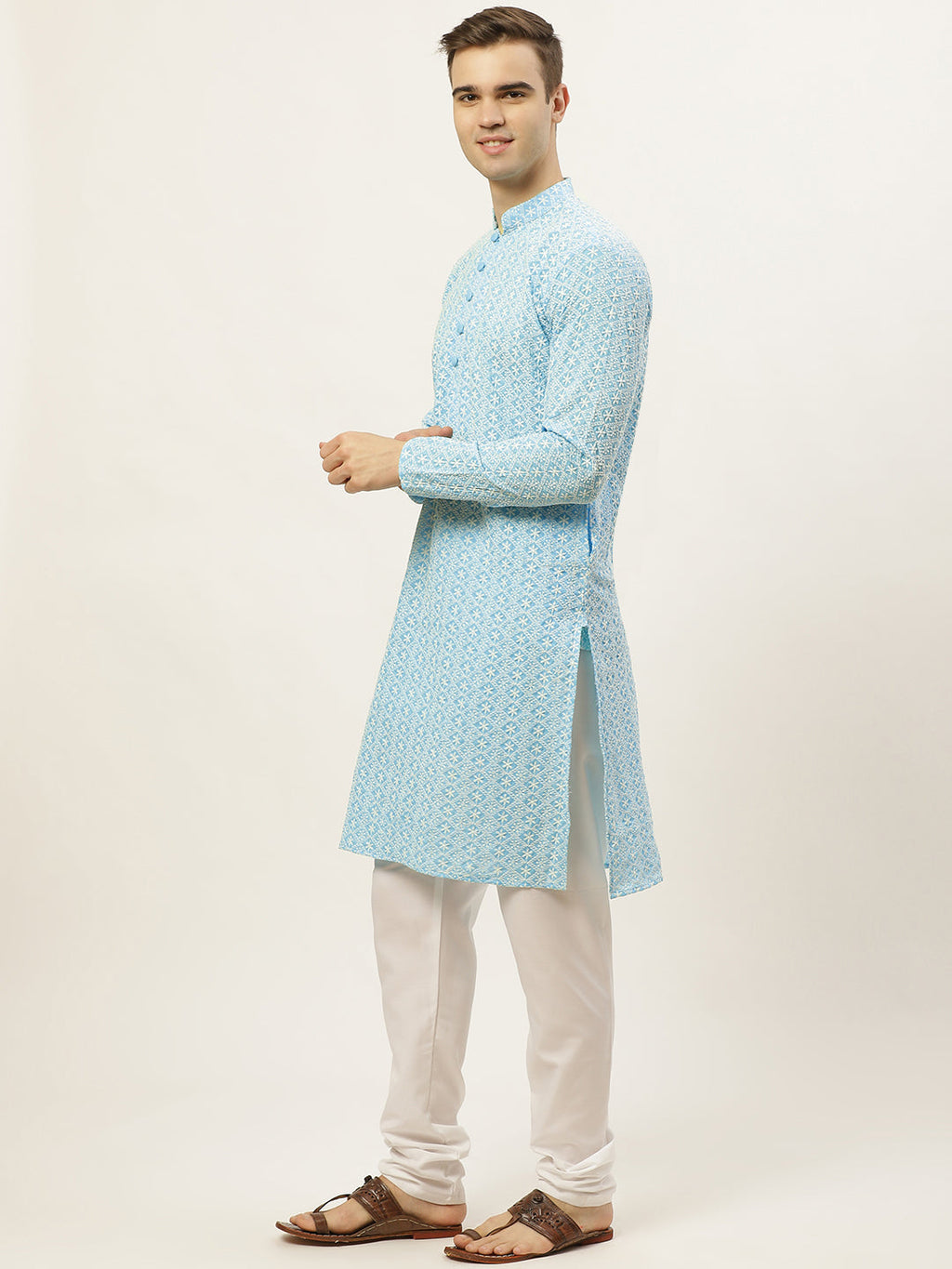 Jompers Men's Sky Embroidered Kurta Payjama Sets