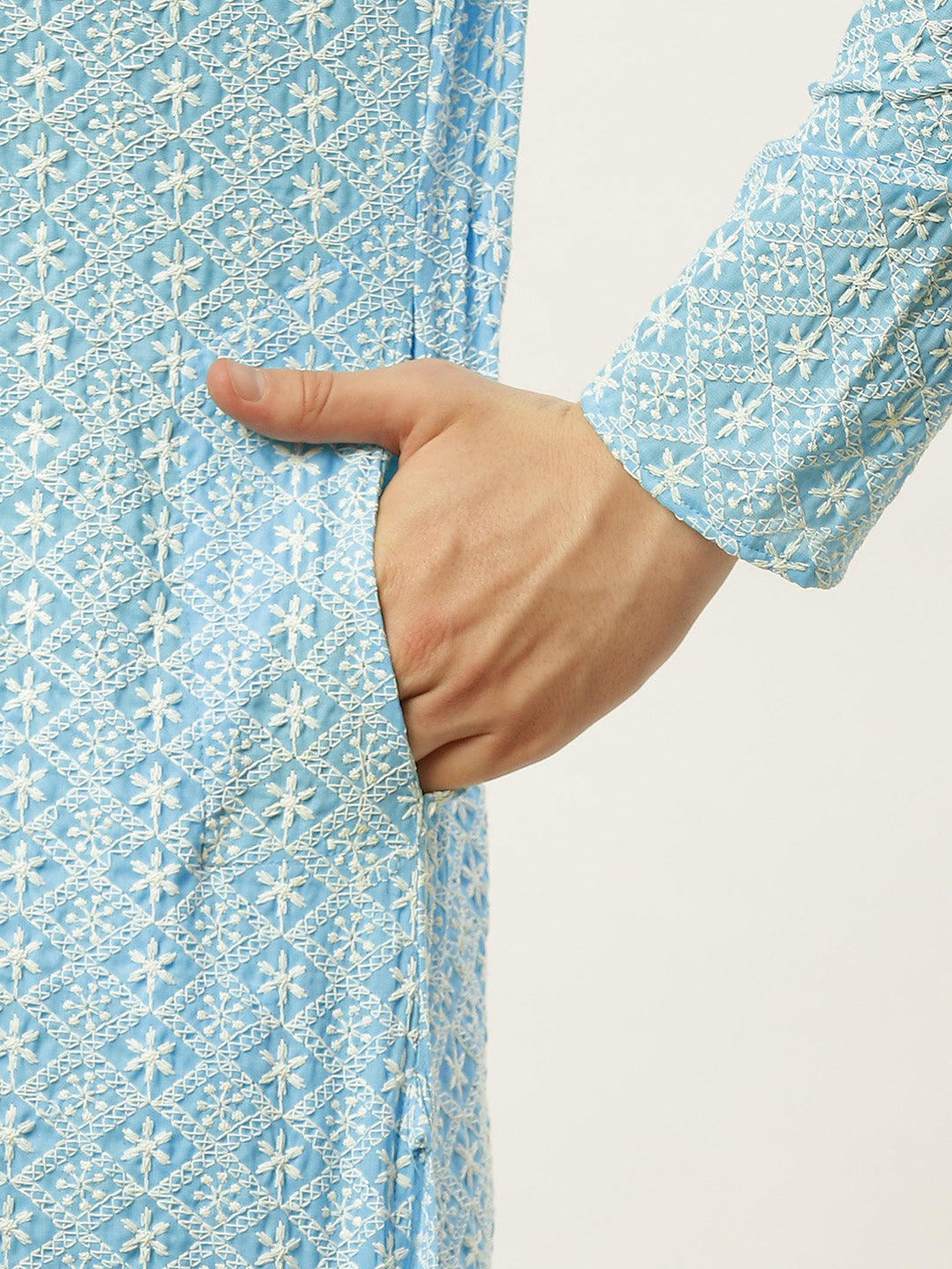Jompers Men's Sky Embroidered Kurta Payjama Sets