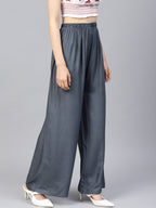 Jompers Women Grey Solid Straight Palazzos - Distacart