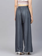 Jompers Women Grey Solid Straight Palazzos - Distacart