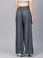 Jompers Women's Grey Straight Elasticated Palazzo