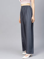 Jompers Women's Grey Straight Elasticated Palazzo