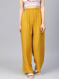 Jompers Women's Mustard Straight Elasticated Palazzo