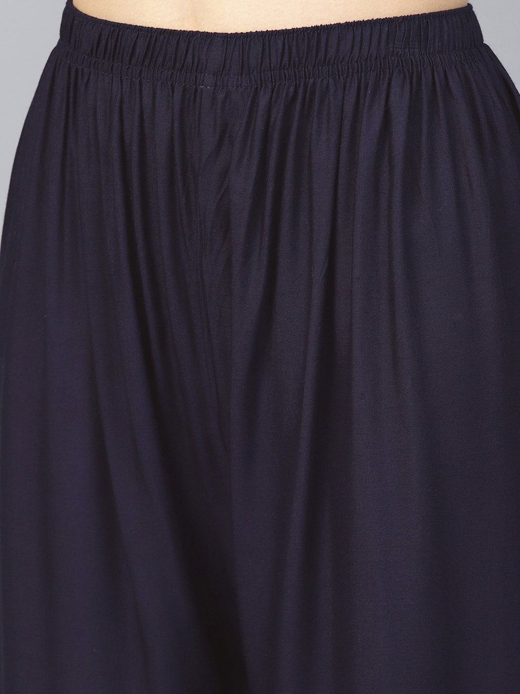 Jompers Women Navy-Blue Solid Straight Palazzos - Distacart
