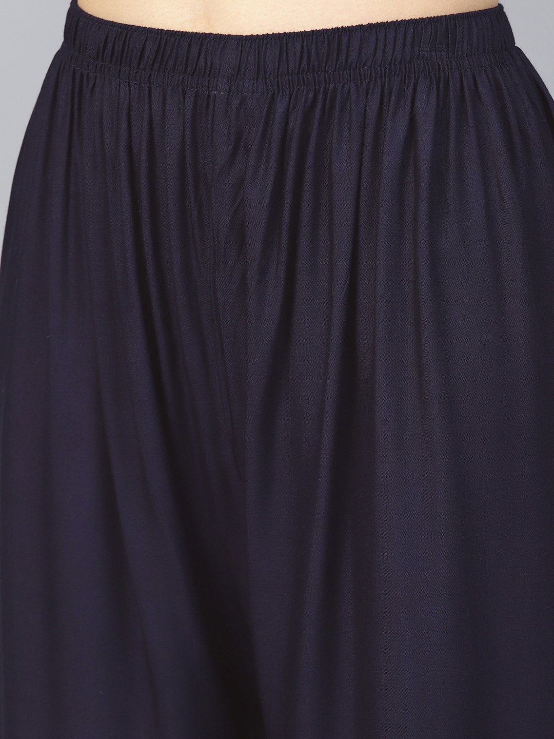 Jompers Women Navy-Blue Solid Straight Palazzos - Distacart