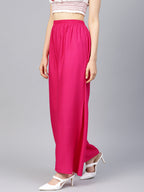 Jompers Women's Pink Straight Elasticated Palazzo